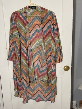GG Collection Multicolor Striped Chevron Top - Yellow, Pink, Teal, Navy